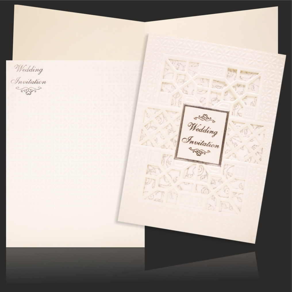 Pristine White Silver Screen with woolly wedding invite - KNK9011SI-5